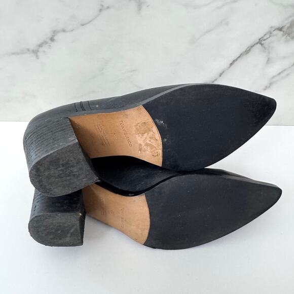 Tony Bianco Womens Low Boots Size 7.5 Ankle Western Minimal Pointed Toe Black - Picture 3 of 6